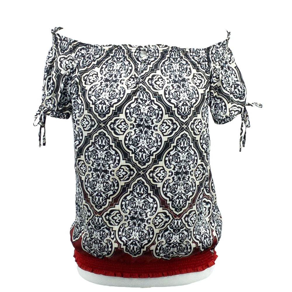 White House Black Market Off Shoulder Paisley Blouse Small